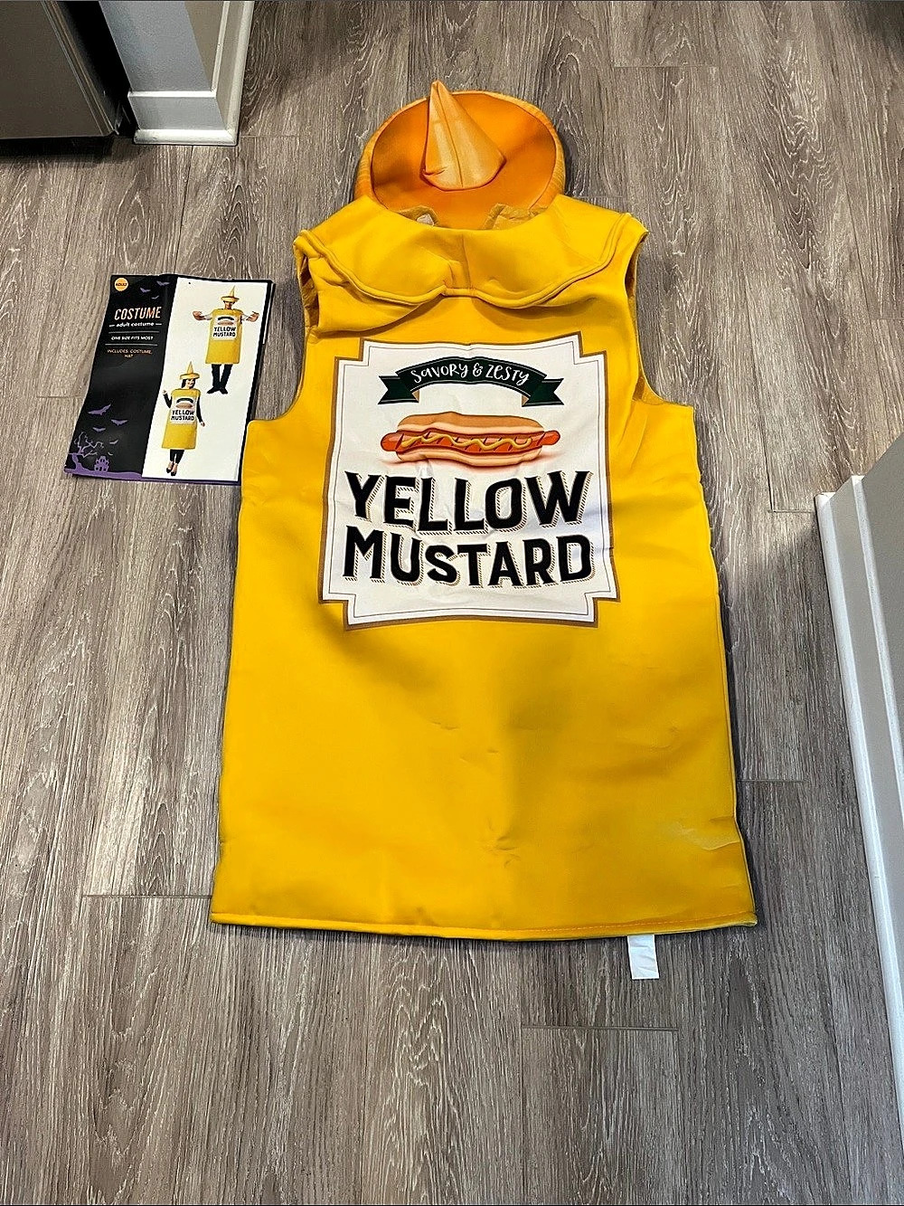 Yellow Mustard Adult Costume NWT one size fits most Unisex